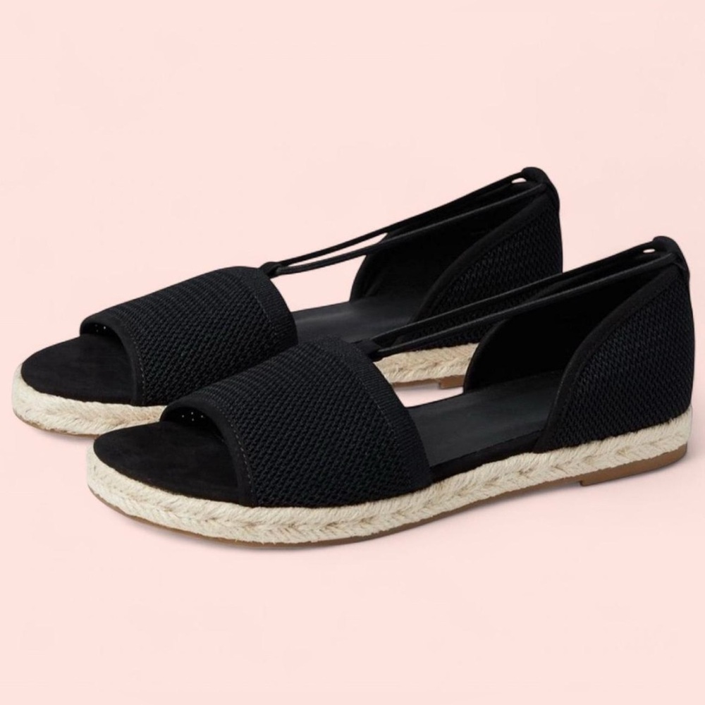 Eileen Fisher Black Open-Toe Espadrilles